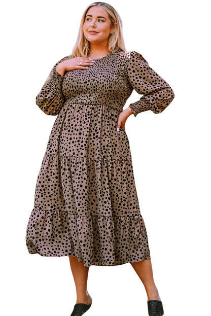 Smocked Tiered Leopard Dress