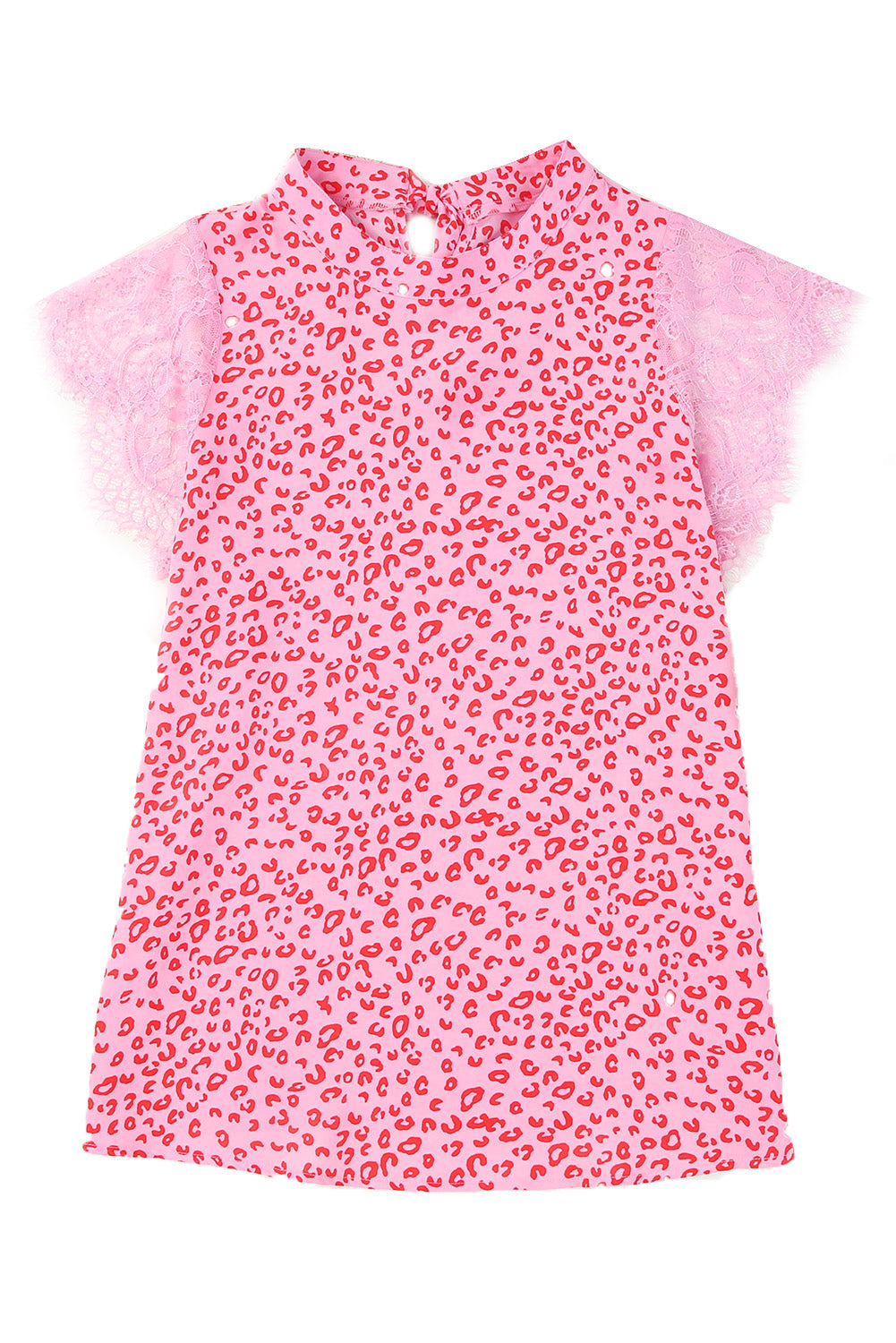 Vestido camisero con escote en V y estampado de leopardo en color rosa