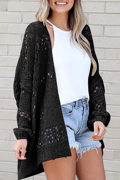 Hollowed Knit Dolman Sleeve Cardigan