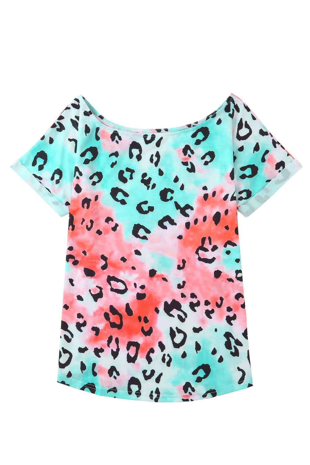 Camiseta tie-dye con estampado de leopardo