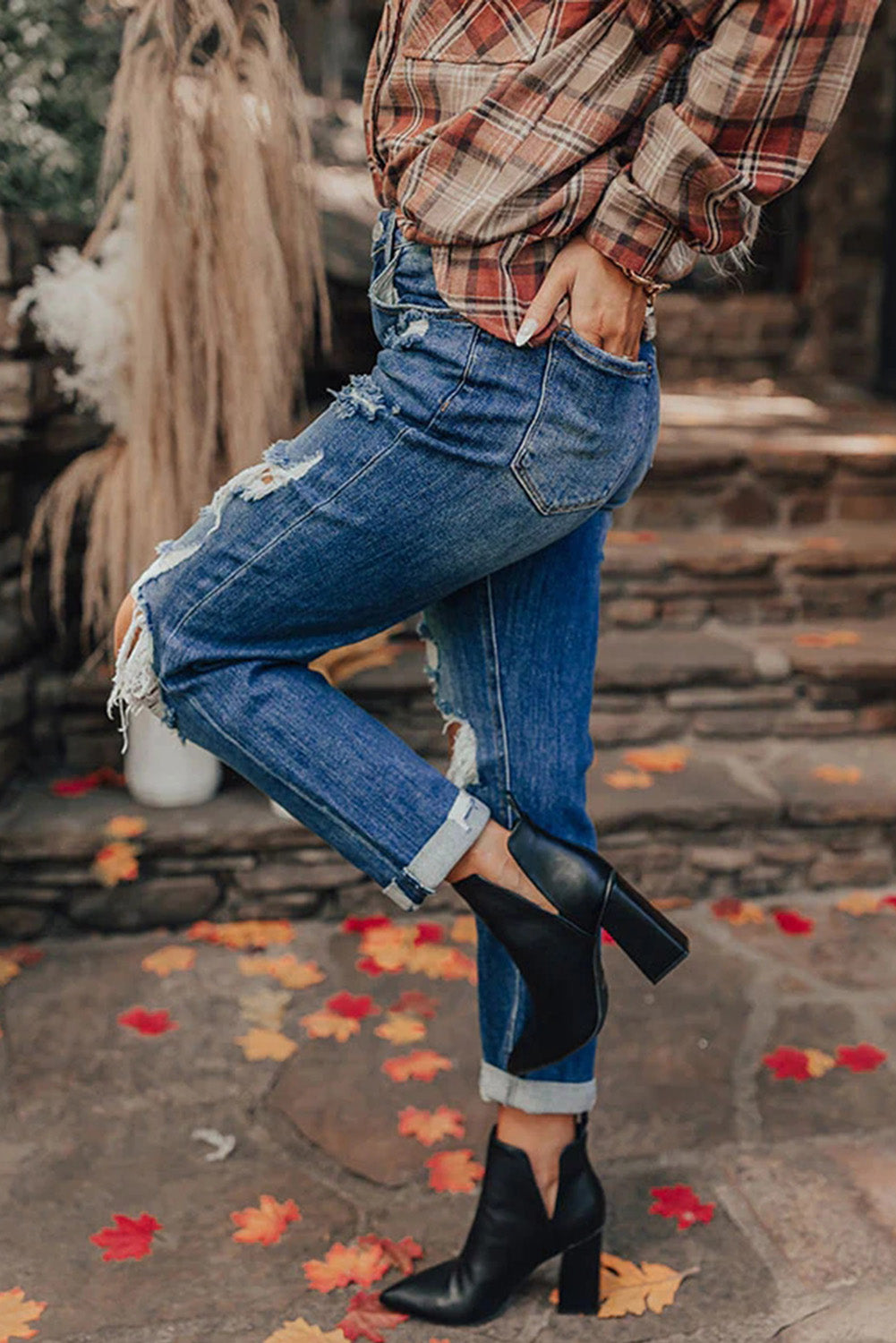 Vintage Distressed Ripped Boyfriend Jeans