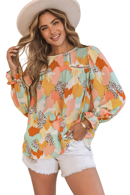 Abstract Printed Long Sleeve Blouse