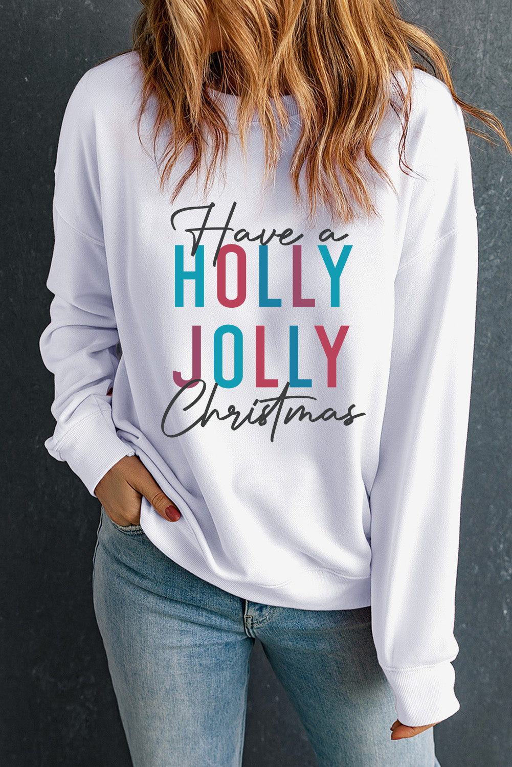 Sudadera con capucha blanca Have a HOLLY JOLLY Christmas