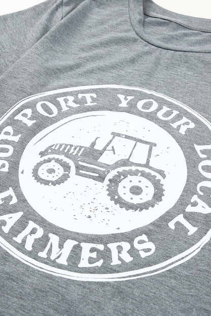 Camiseta con gráfico gris APOYA A TUS AGRICULTORES LOCALES