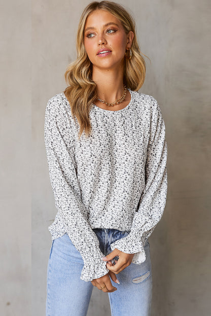 Floral Bubble Sleeve Blouse