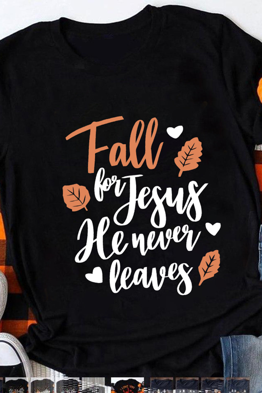 Fall for Jesus He Never Leaves Graphic