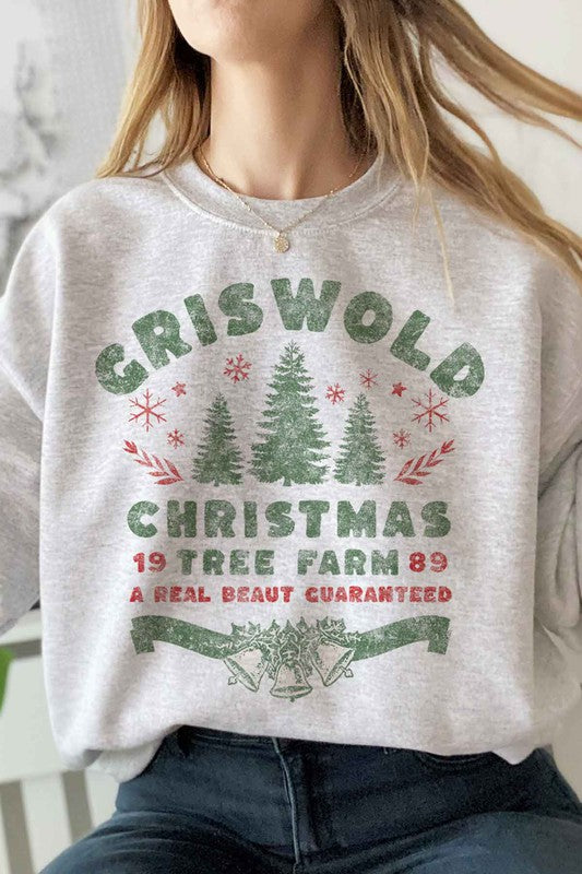 SUDADERA CON GRÁFICO DE GRANJA DE ÁRBOLES DE NAVIDAD