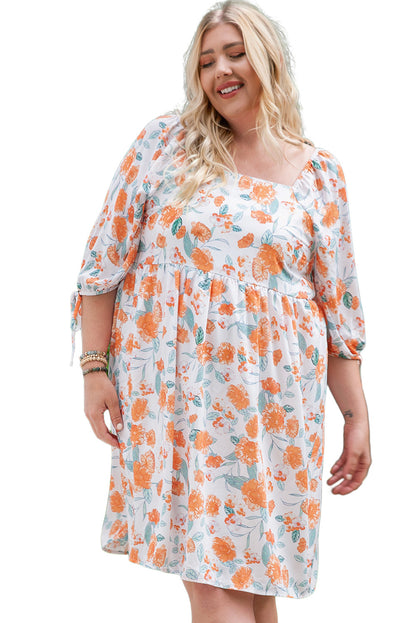 Square Neck Floral Dress