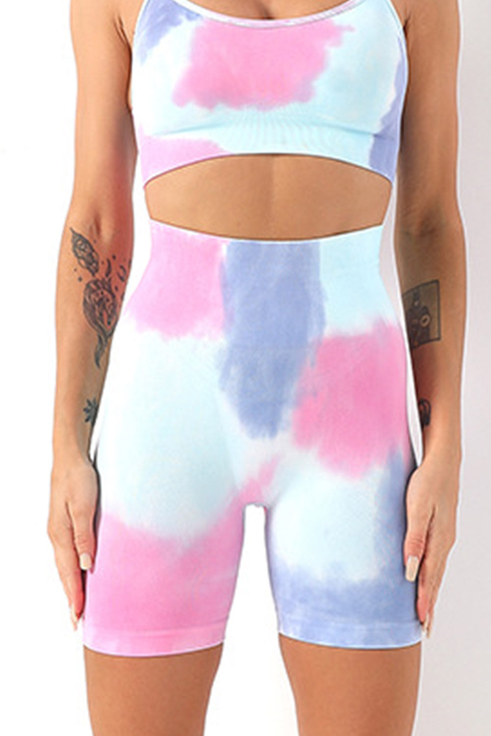 Tie Dye Tummy Control High Waist Skinny Yoga Shorts