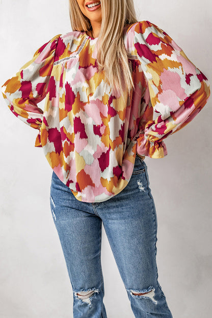 Abstract Printed Long Sleeve Blouse