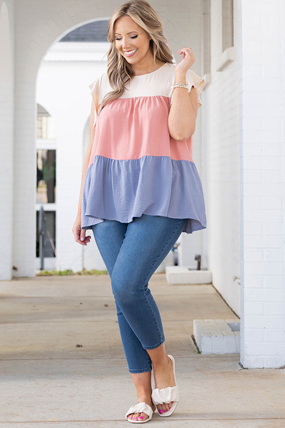 Color Block Flowy Top