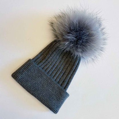 Gorro de lujo de piel auténtica de angora pura