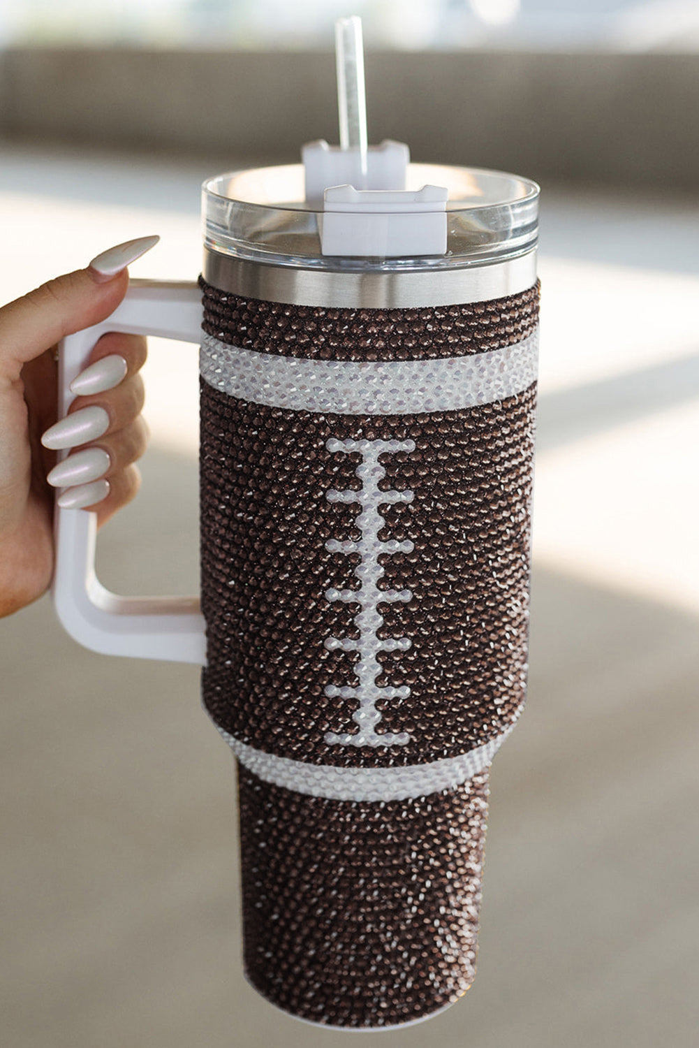 A stunning football motif with captivating rhinestones decorates this Tumbler. Built to last with 304 stainless steel and designed to be the envy of your drinkware set. Keep your cold drinks chilled or hot drinks steaming - the Chestnut Tumbler is the perfect partner for any drink.