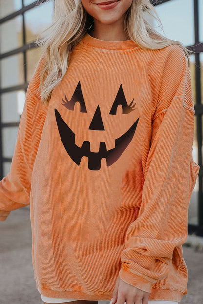 Sudadera con gráfico de sonrisa de calabaza 