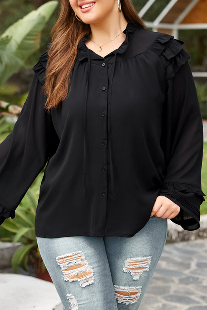 Blusa con volantes en los hombros 