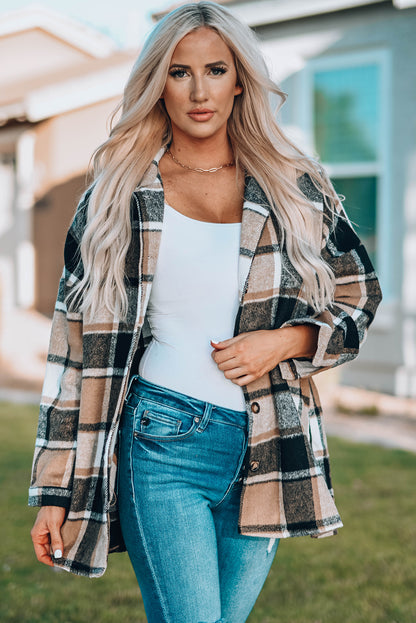 Cozy up in this top-notch, high-quality jacket - perfect for keeping cold temps at bay! Its plaid print gives it a cool, casual look that's made even more stylish with a button closure design. All that, and it pairs with all your favorite bottoms and tops! 100% Polyester in Brown, Beige, Gray, or Violet - pick your fave!