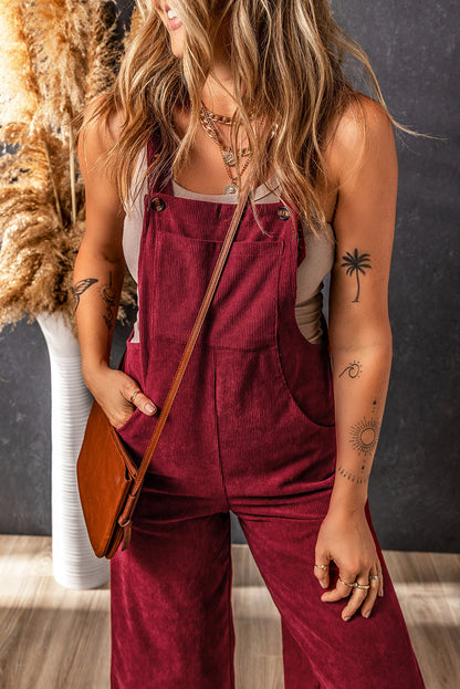 Corduroy Wide Leg Overalls