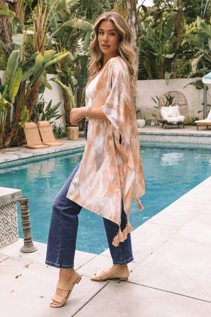 Abstract Short Sleeve Kimono