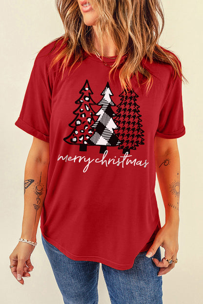 Camiseta con gráfico de copo de nieve y gorro de Papá Noel en color gris