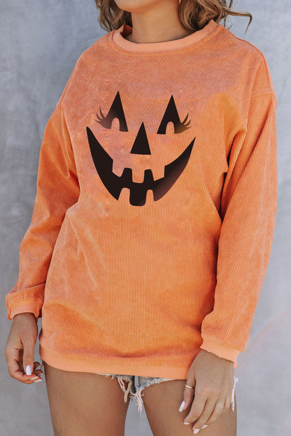 Sudadera con gráfico de sonrisa de calabaza 