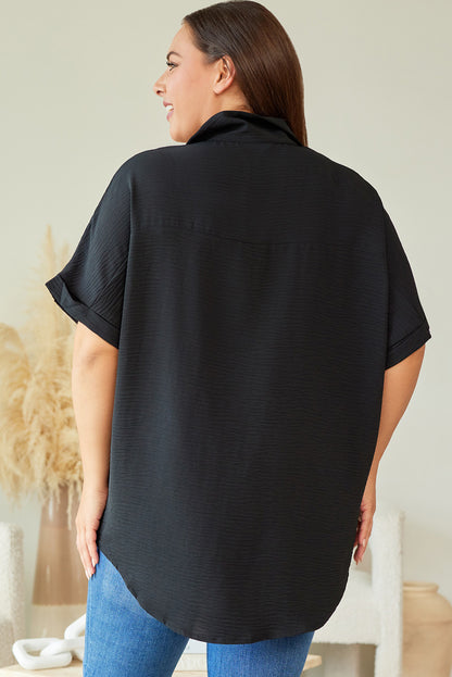 Crinkle Textured Short Sleeve Shirt