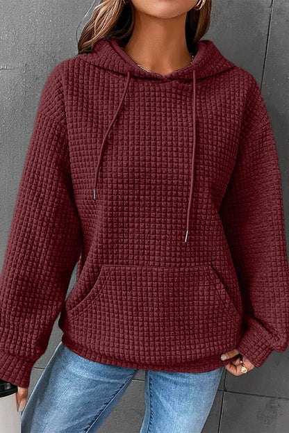 Sudadera con capucha acolchada de talla grande con bolsillos estilo canguro en color gris