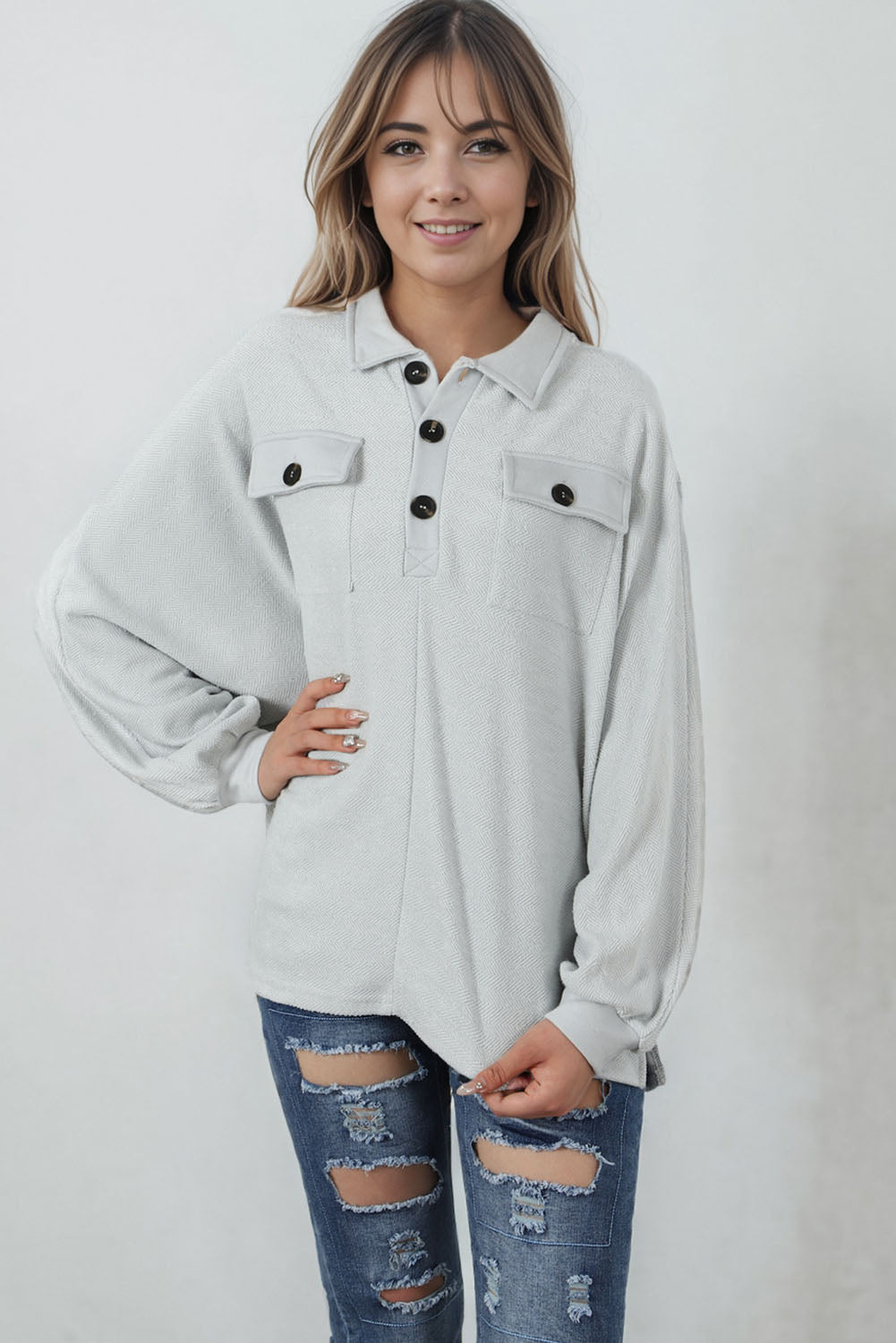 Oversized Collared Sweatshirt