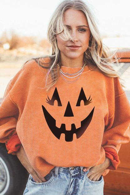 Sudadera con gráfico de sonrisa de calabaza 