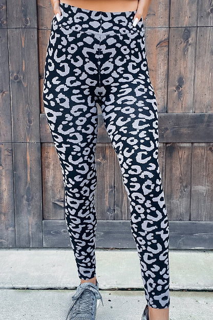 Sujetador y leggings de yoga con estampado de leopardo, ropa deportiva