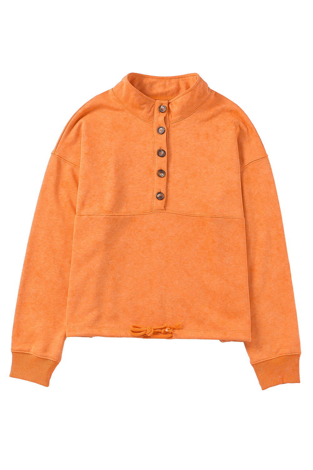 Sudadera holgada con botones y media tapeta de color naranja 