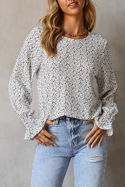 Floral Bubble Sleeve Blouse