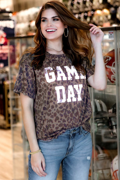 Camiseta con estampado de leopardo GAME DAY en color gris