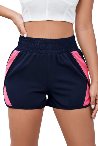 Pantalones cortos deportivos con cintura elástica fruncida en color rosa