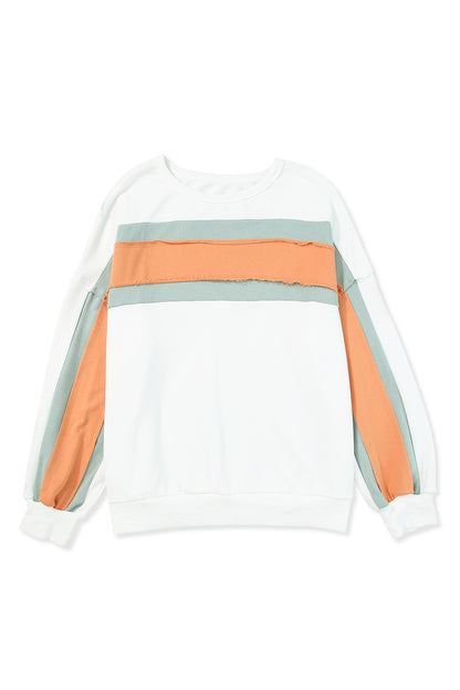 Sudadera con mangas caídas y contraste de bloques de color blanco 