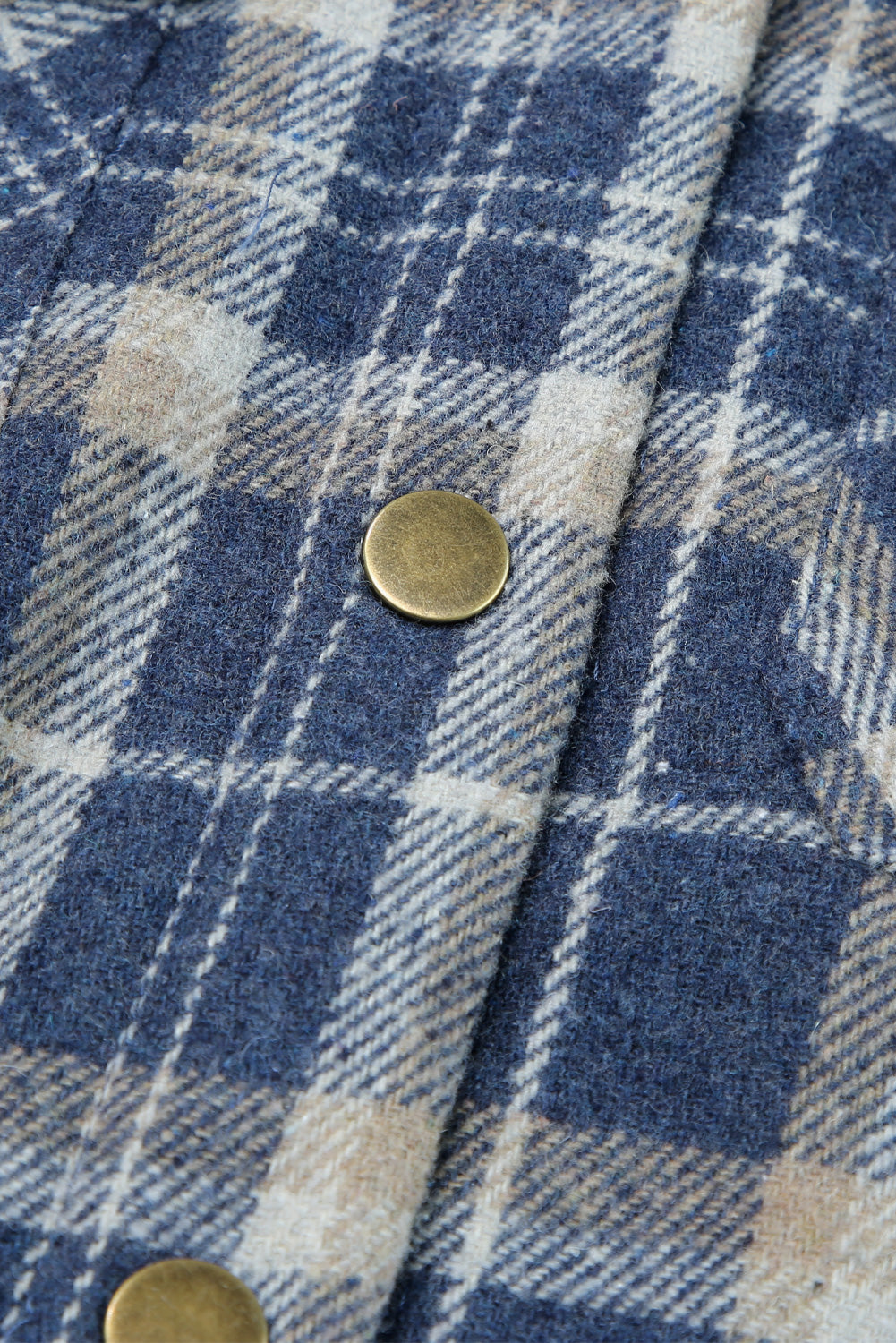 Gray Plaid Pattern Sherpa Lined Hooded Shacket