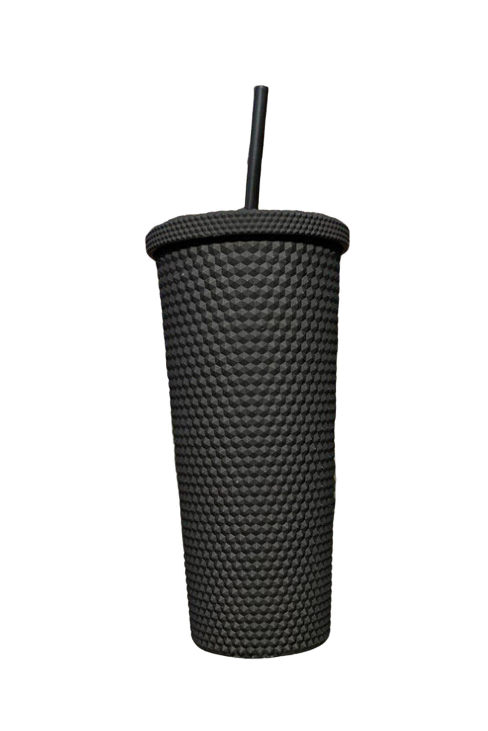 This stylish and eco-friendly cup is crafted with ABS Material and a unique diamond-textured exterior to provide secure sipping on the go. The firm construction and matte finish make it comfortable to hold, and the included lid and straw make it perfect for travel. From Moodz Boutique - choose from Green, Blush Pink, Hot Pink, or Black!