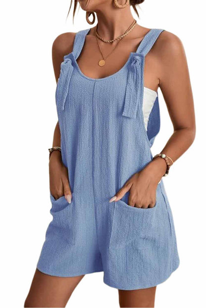 Multicolor Rose Adjustable Straps Pocketed Textured Romper