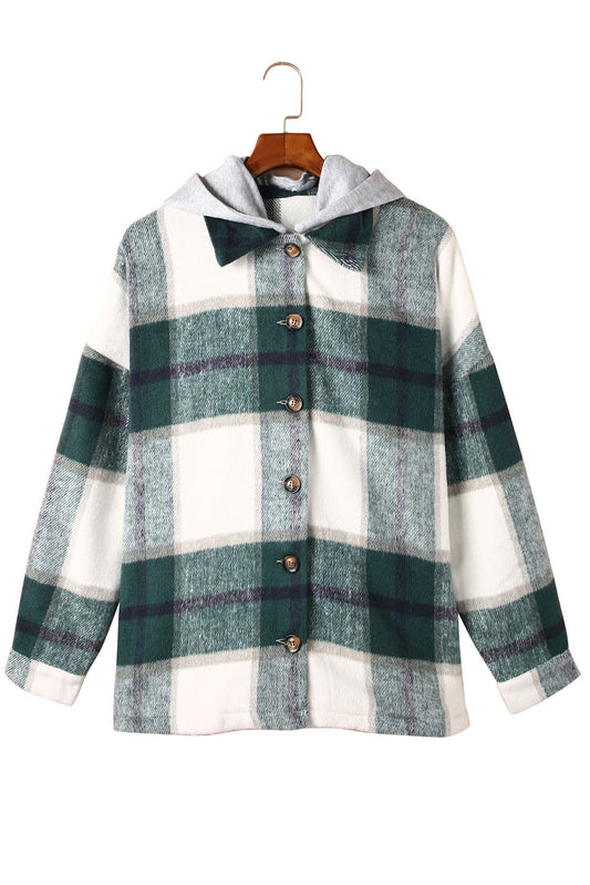 This Hooded Shacket will sate your fashion cravings all season! Plaid Print will never go out of style, with a button-up closure that's a breeze to put on and off. Crafted with 100% Polyester in Green or Gray, get ready to rock your Moodz Boutique look!