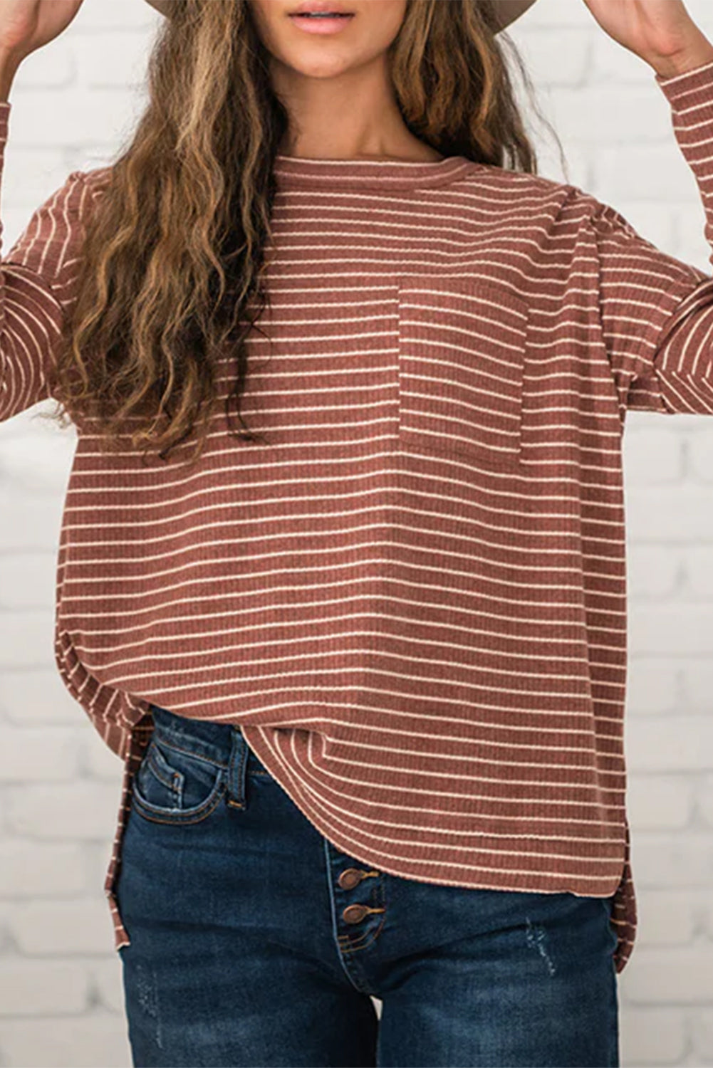 Stripe Chest Pocket Long Sleeve Tee