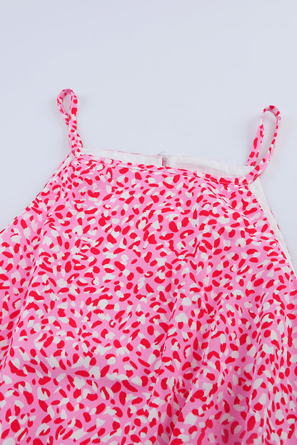 Vestido camisero con escote en V y estampado de leopardo en color rosa