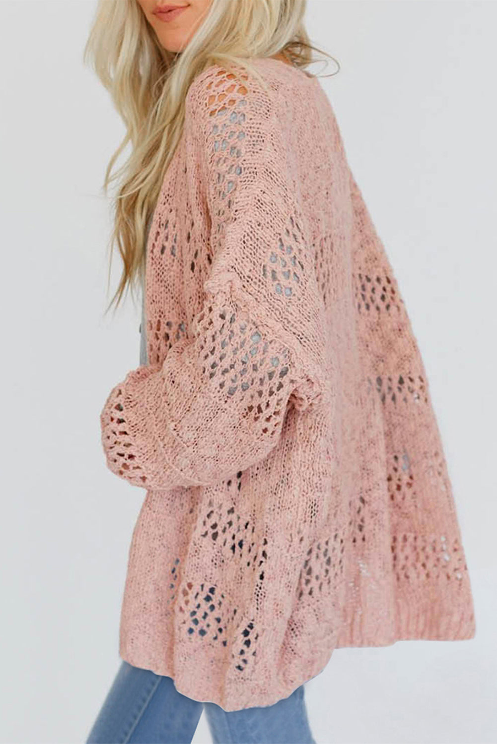 Hollowed Knit Dolman Sleeve Cardigan