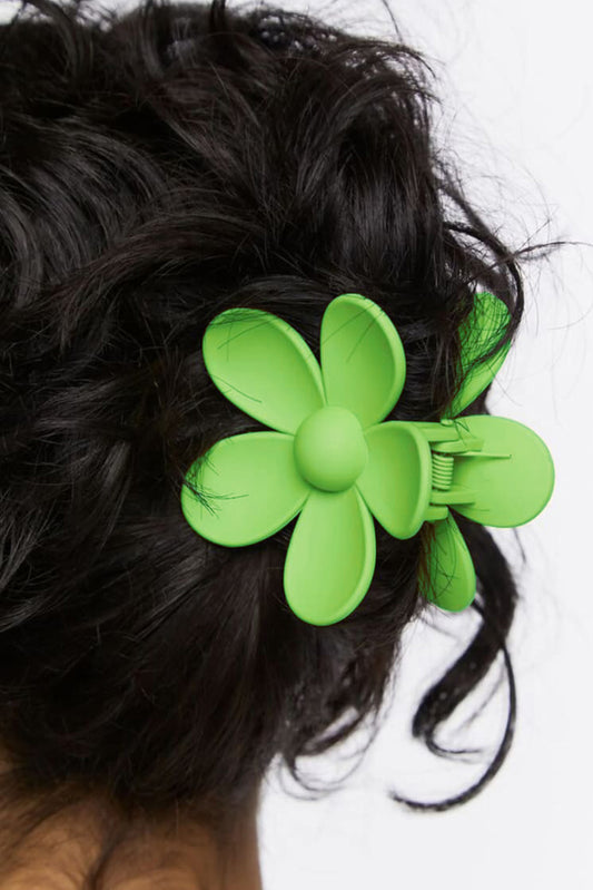 Pinza para el pelo con forma de flor verde