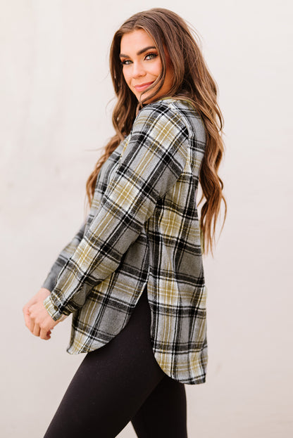 This plaid shacket is an absolute classic! Timeless and oh-so-fashionable, its round hem and slits give it a seriously stylish edge. Plus, it's oversized, so it'll cover ya'll the way down to the booty. Whether you wear it with a tee and pants for a casual 'fit, or throw it on for a night out, you'll be looking 🔥100% Polyester, available in a fashionable Gray or Black.