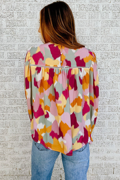 Abstract Printed Long Sleeve Blouse