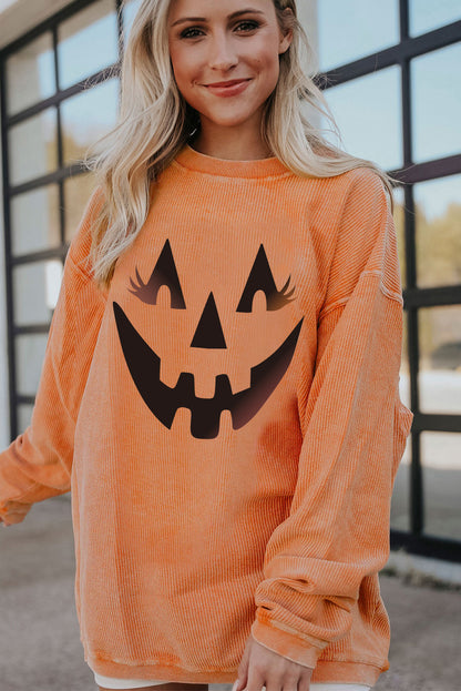 Sudadera con gráfico de sonrisa de calabaza 