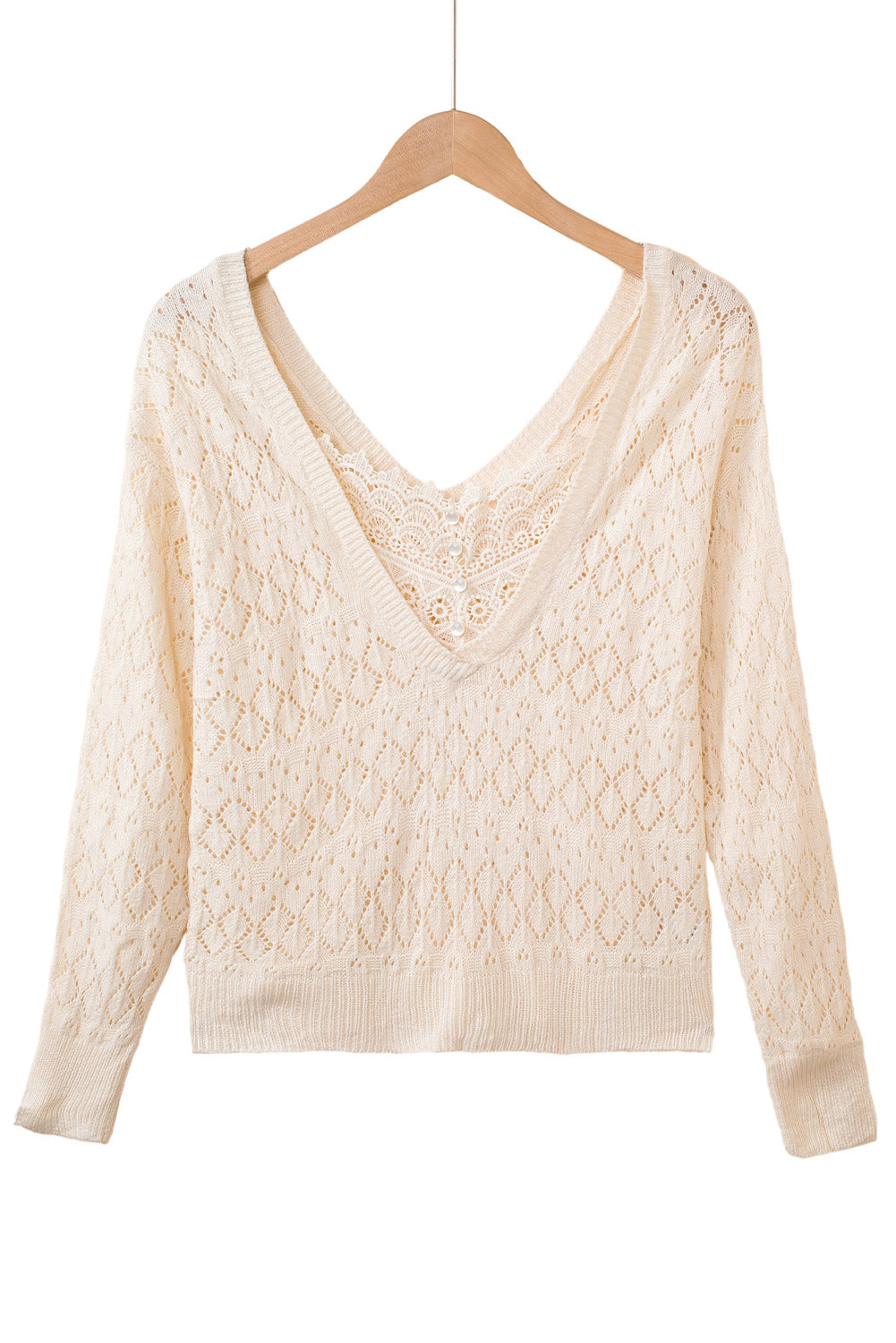 Buttoned Hollow Knit Sweater