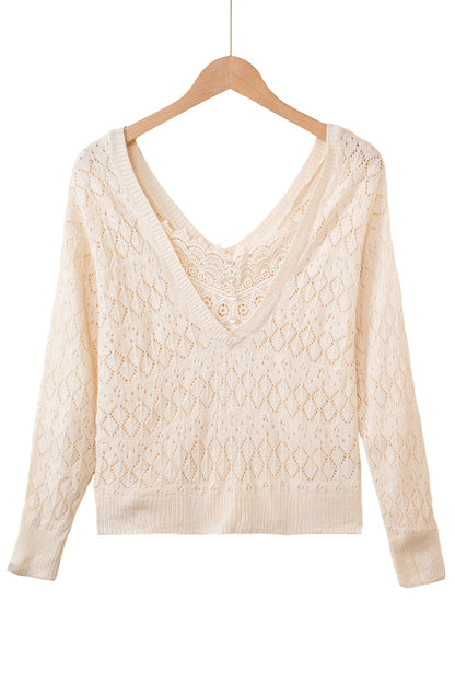 Buttoned Hollow Knit Sweater