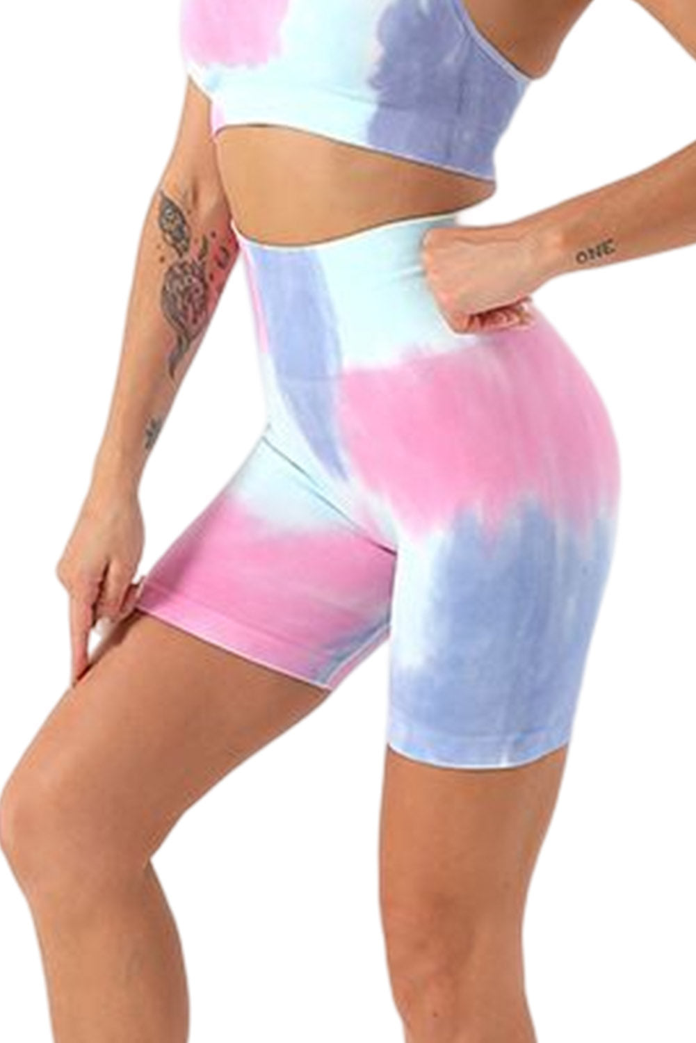 Tie Dye Tummy Control High Waist Skinny Yoga Shorts