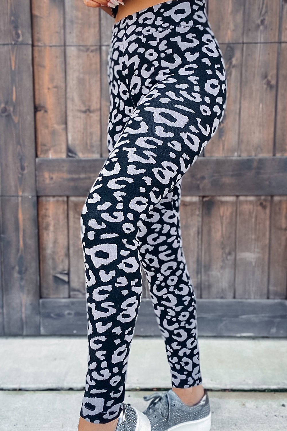 Sujetador y leggings de yoga con estampado de leopardo, ropa deportiva