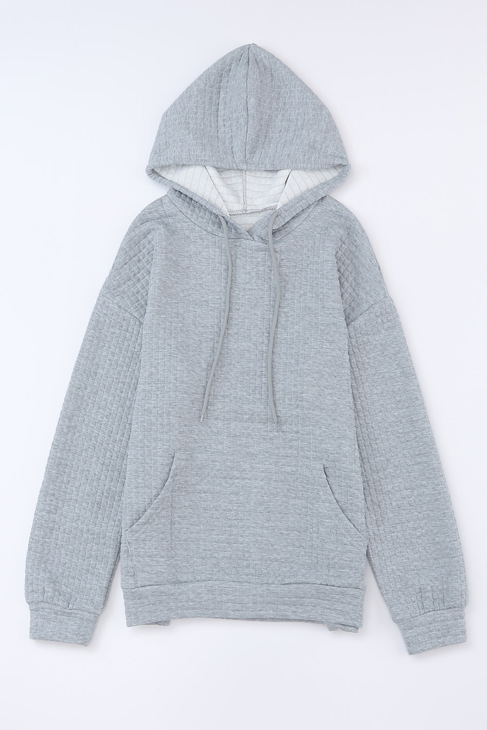 Sudadera con capucha acolchada de talla grande con bolsillos estilo canguro en color gris